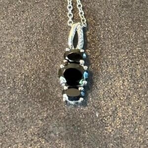Black Opal Silver Necklace w/ Beautifully Detailed Pendant & Magnetic Clasp